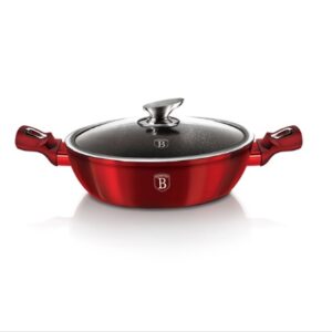 Caçarola com tampa de vidro 24cm 2,3L Vermelha Berlinger Haus