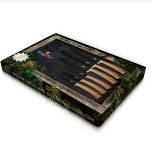Jogo 6 facas de cozinha Ebony Maple madeira Berlinger Haus