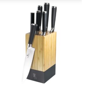 Jogo 5 facas + suporte bambu 7 peças Black Berlinger Haus