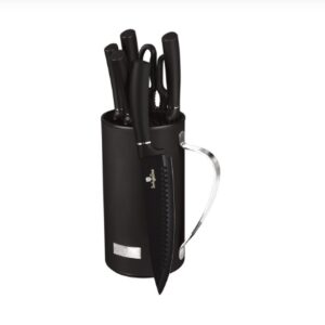 Jogo 5 facas + tesoura suporte 7 peças Black Berlinger Haus