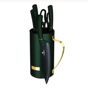 Jogo 5 facas + tesoura suporte 7pçs verde Emerald Berlinger Haus