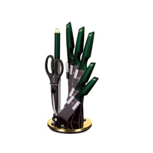 Jogo 5 facas + tesoura suporte 8 pçs Emerald Berlinger Haus