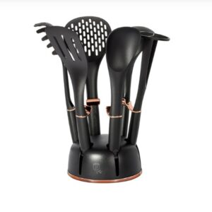 Kit utensílios cozinha com suporte 7 pçs Black Rose Gold Berlinger Haus