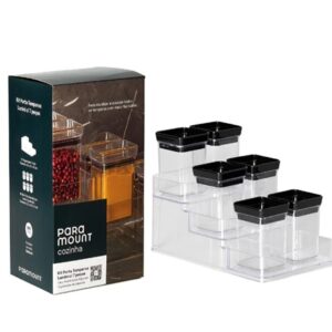 Kit Porta Temperos Lumini Black com 7 Peças Paramount