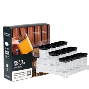 Kit Porta Temperos Lumini Black com 13 peças Paramount