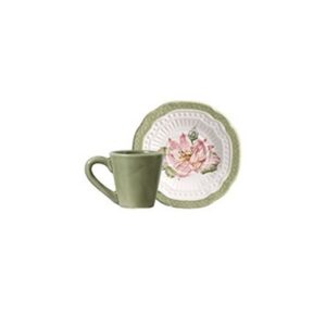Jogo Xícara de Café  com Pires 12 Peças Flores Coloridas 65ml Cerâmica Scalla