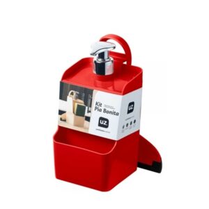 Kit Dispenser Slim + Rodinho para Pia Vermelho