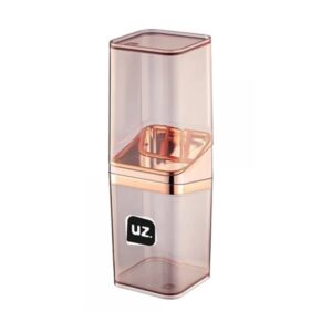 Porta Escova com Tampa Slim Metalizado Rosa