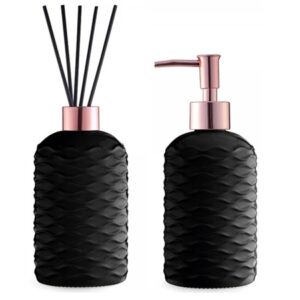 Kit Saboneteira e Difusor Vidro 450ml Preto