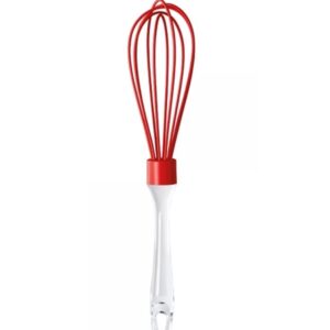 Batedor Ovos Cabo Transparente 25cm Vermelho
