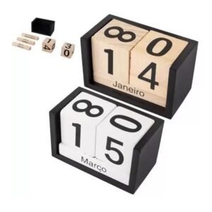Calendário Permanente Cubo De Mesa Mdf Mês E Dia